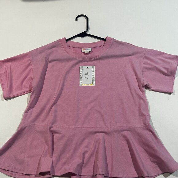 BRAND NEW - Lularoe XXS June Ruffle Hem Top w/ Tags - Pink - Picture 1 of 6
